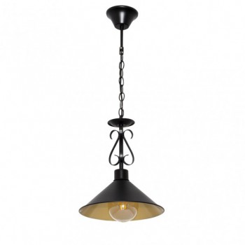 Distribuidor - Lâmpadas Diversas | Lâmpadas Rústicas | COLGANTE AZALEA 1XE27 NEGRO/ORO REGX26X26 CM Ref: 151091016